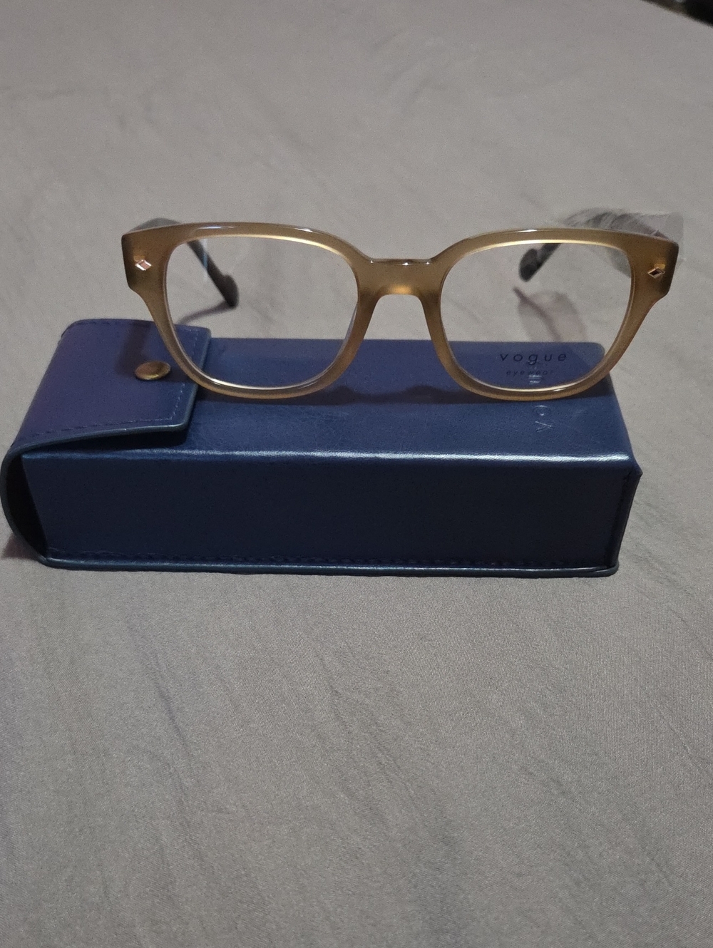 Vogue Men’s Light Beige Transparent Frame Glasses